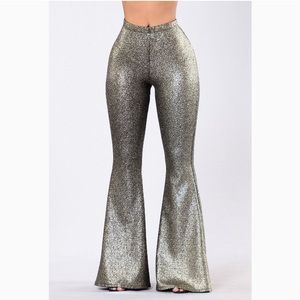 NWT Gold Fashion Nova flared pants